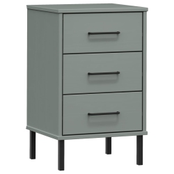 VIDAXL Bedside Cabinet With Metal Legs Solid Wood Pine Oslo In Grey