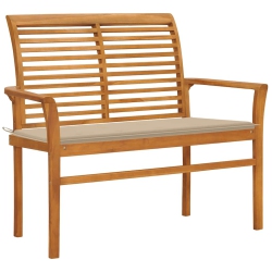 VIDAXL Garden Bench With Cushion 112 Cm Solid Teak Wood In Beige