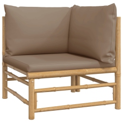 VIDAXL Garden Corner Sofa With Taupe Cushions Bamboo