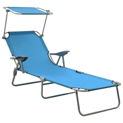 VIDAXL Sun Lounger With Canopy Steel In Blue