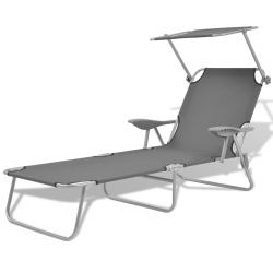 VIDAXL Sun Lounger With Canopy Steel In Grey