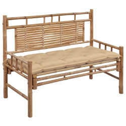 VIDAXL Garden Bench With Cushion 120 Cm Bamboo