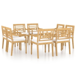 VIDAXL Batavia Chairs 8 PCs With Cushions Solid Teak Wood