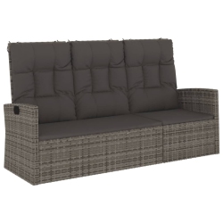 VIDAXL Reclining Garden Bench With Cushions 173 Cm Poly Rattan In Grey