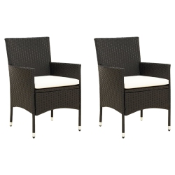 VIDAXL Garden Chairs With Cushions 2 PCs Poly Rattan In Black
