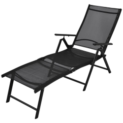 VIDAXL Folding Sun Lounger Aluminium In Black