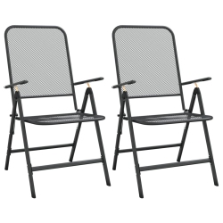 VIDAXL Folding Garden Chairs 2 PCs Expanded Metal Mesh Anthracite