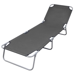 VIDAXL Foldable Sunlounger With Adjustable Backrest In Grey