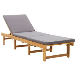 VIDAXL Folding Sun Lounger With Cushion Solid Acacia Wood