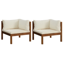 VIDAXL Corner Sofas 2 PCs With Cream Cushions Solid Acacia Wood In White