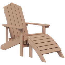 VIDAXL Garden Adirondack Chair With Footstool HDpe In Brown