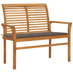 VIDAXL Garden Bench With Taupe Cushion 112 Cm Solid Teak Wood