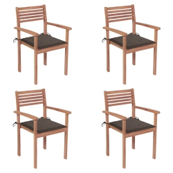 VIDAXL Garden Chairs 4 PCs With Taupe Cushions Solid Teak Wood