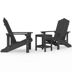 VIDAXL Garden Adirondack Chairs With Table HDpe Anthracite