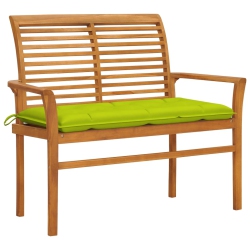 VIDAXL Garden Bench With Bright Cushion 112 Cm Solid Teak Wood In Green