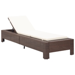 VIDAXL Sunbed With Cushion Poly Rattan In Brown