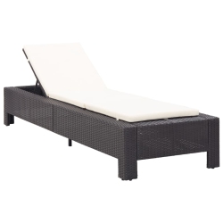 VIDAXL Sunbed With Cushion Poly Rattan In Black