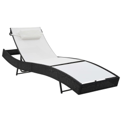 VIDAXL Sun Lounger With Pillow Poly Rattan In Black