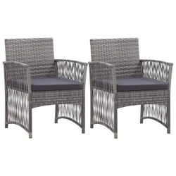 VIDAXL Garden Armchairs With Cushions 2 PCs Anthracite Poly Rattan