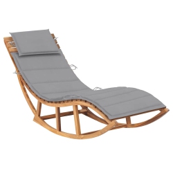 VIDAXL Rocking Sun Lounger With Cushion Solid Teak Wood