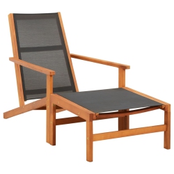 VIDAXL Garden Chair With Footrest Solid Eucalyptus Wood And Textilene