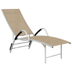 VIDAXL Sun Lounger Textilene And Aluminium Cream