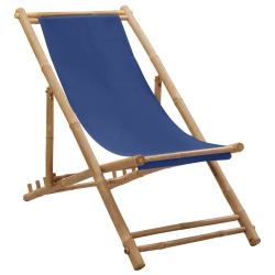 VIDAXL Deck Chair Bamboo And Canvas In Navy Blue