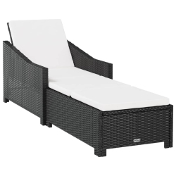 VIDAXL Sun Lounger With Cream Cushion Poly Rattan Black In White