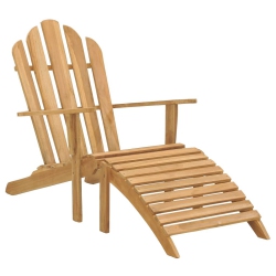 VIDAXL Adirondack Chair With Footrest Solid Teak Wood