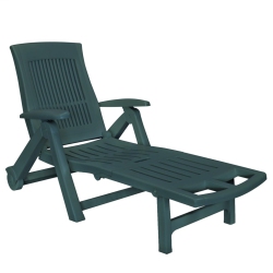 VIDAXL Sun Lounger With Footrest Plastic In Green