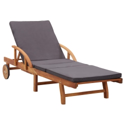 VIDAXL Sun Lounger With Cushion Solid Acacia Wood