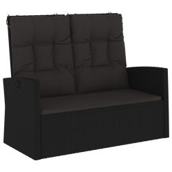 VIDAXL Reclining Garden Bench With Cushions 118 Cm Poly Rattan In Black
