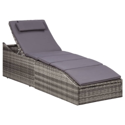 VIDAXL Sunbed With Cushion Poly Rattan In Grey