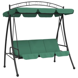 VIDAXL Garden Swing Bench With Canopy 198 Cm Fabric And Steel In Green