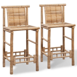 VIDAXL Bamboo Bar Stools With Backs Set Of 2, Weather-Resistant, 17.7" X 20.9" X 40.2" In Brown