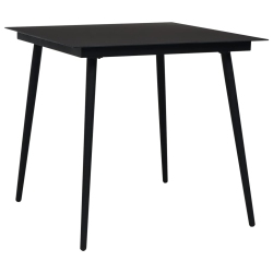 VIDAXL Patio Dining Table 31.5"x31.5"x29.1" Steel And Glass In Black