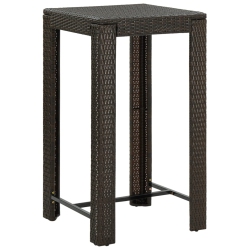 VIDAXL Patio Bar Table 23.8"x23.8"x43.5" Poly Rattan In Brown