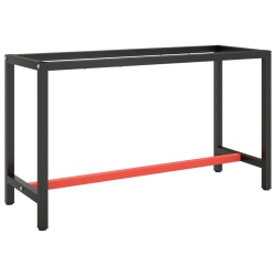 VIDAXL Work Bench Frame Matte Black And Matte 140X50X79 Cm Metal In Red