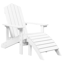 VIDAXL Garden Adirondack Chair With Footstool HDpe In White