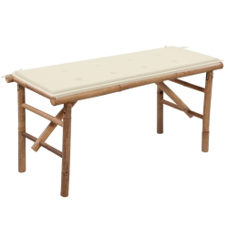 VIDAXL Folding Garden Bench With Cushion 118 Cm Bamboo