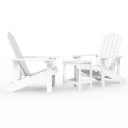 VIDAXL Garden Adirondack Chairs With Table HDpe In White