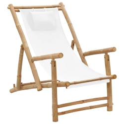 VIDAXL Deck Chair Bamboo And Canvas Cream In White