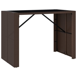 VIDAXL Bar Table With Glass Top 145X80X110 Cm Poly Rattan In Brown