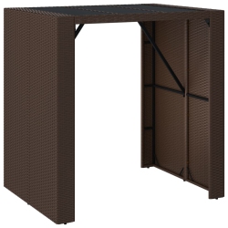 VIDAXL Bar Table With Glass Top 105X80X110 Cm Poly Rattan In Brown