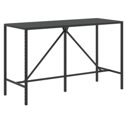 VIDAXL Bar Table With Glass Top 180X70X110 Cm Poly Rattan In Black