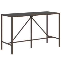 VIDAXL Bar Table With Glass Top 180X70X110 Cm Poly Rattan In Brown