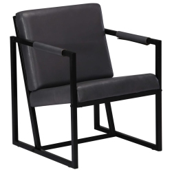 VIDAXL Armchair Real Leather In Grey