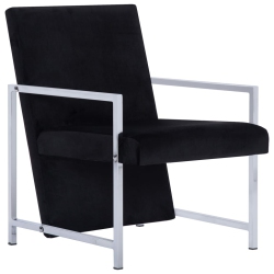VIDAXL Armchair With Chrome Feet Velvet In Black