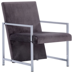 VIDAXL Armchair With Chrome Feet Dark Velvet In Gray