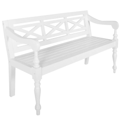 VIDAXL Batavia Bench 123 Cm Solid Mahogany Wood In White